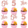 24 PCS Five Cupcake Toppers Glitter 5th Birthday Cupcake Picks Number 5 Cupcake Decorations for Baby Shower Kids 5th Birthday An