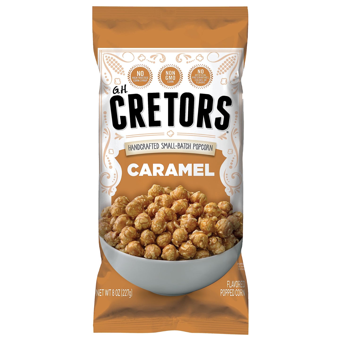 G.H. Cretors Caramel Popcorn, Non GMO, Zero Trans Fat, 8 Ounces (Pack Of 12)