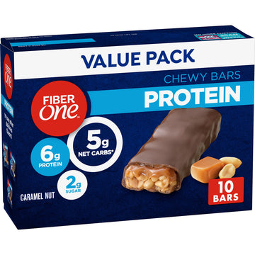 Fiber One Chewy Protein Bars, Caramel Nut, Protein Snacks, 10 ct