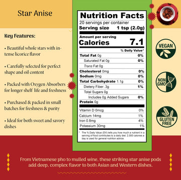 SHUBHAAVYA Star Anise Whole - NON-GMO, All Natural, Gluten Free, 1.4oz (40g) Indian Spice