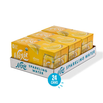 Nixie Sparkling Water, Lemon | 12 Fl Oz Cans, 24 Pack | Organic, Vegan, Non-Gmo, Gluten Free, 0 Calories, 0 Sugar, 0 Sodium