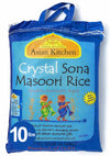 Asian Kitchen Crystal Sona Masoori Aged Rice 10-Pound Bag, 10lbs (4.54kg) Short Grain Rice ~ All Natural | Gluten Friendly | Veg