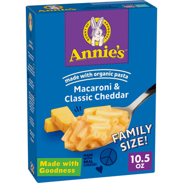 Annie's Macaroni and Cheese, Classic Cheddar, Made with Organic Pasta, Family Size, 10.5 oz