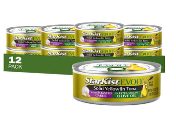 StarKist E.V.O.O. Solid Yellowfin Tuna with Roasted Garlic and Extra Virgin Olive Oil, 4.5 Ounce (Pack of 12)