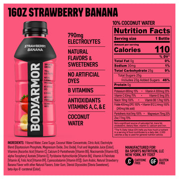 BODYARMOR Sports Drink Sports Beverage, Strawberry Banana, Coconut Water Hydration, Natural Flavors With Vitamins, Potassium-Pac