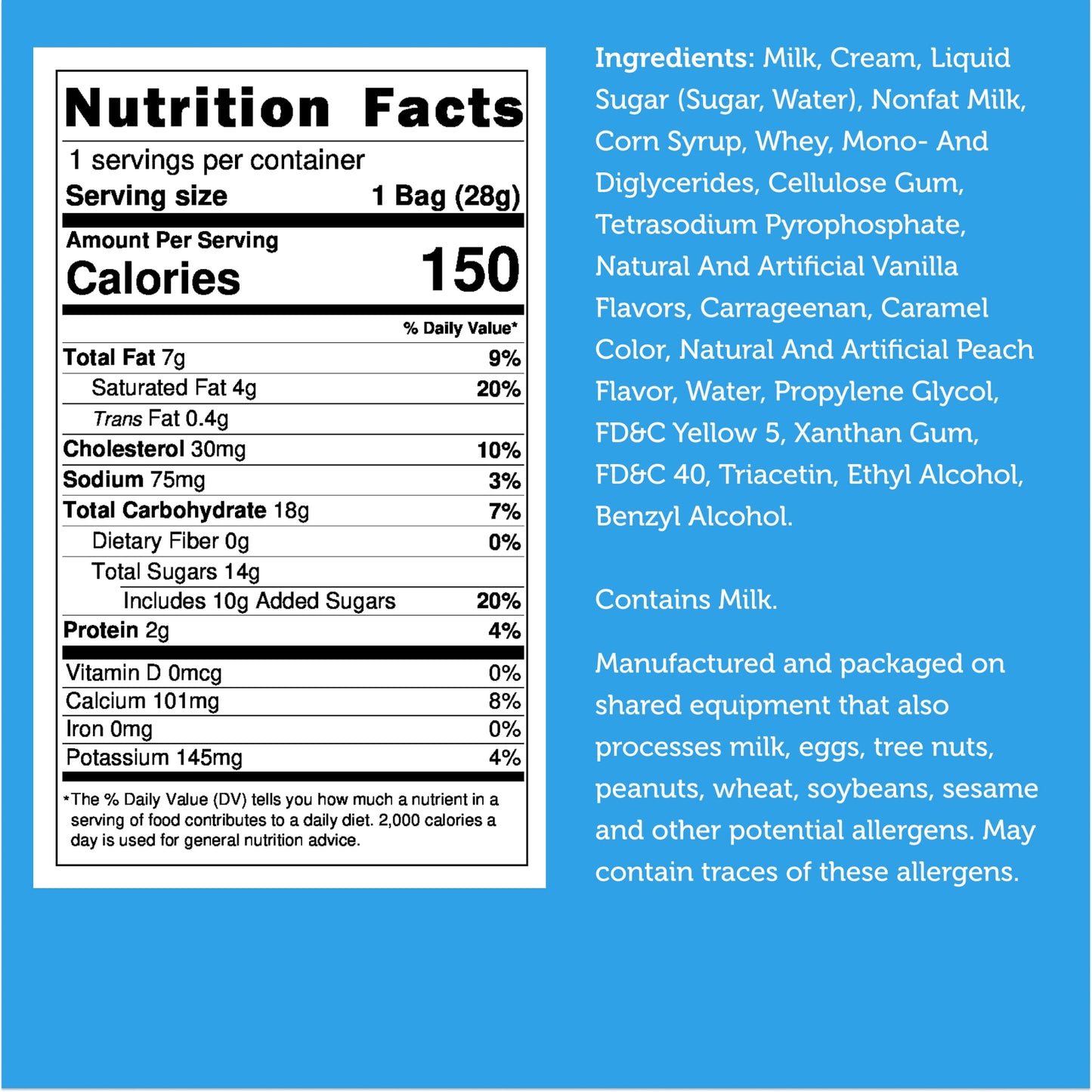 Arctic Farms Freeze Dried Ice Cream That Does Not Melt (Peach, 1 Ounce)