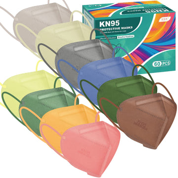 Xdx Kn95 Face Masks, 60Pcs Individually Wrapped Kn95 Pink Masks For Adults, 5 Layer Breathable Masks Disposable With Designs, Fi