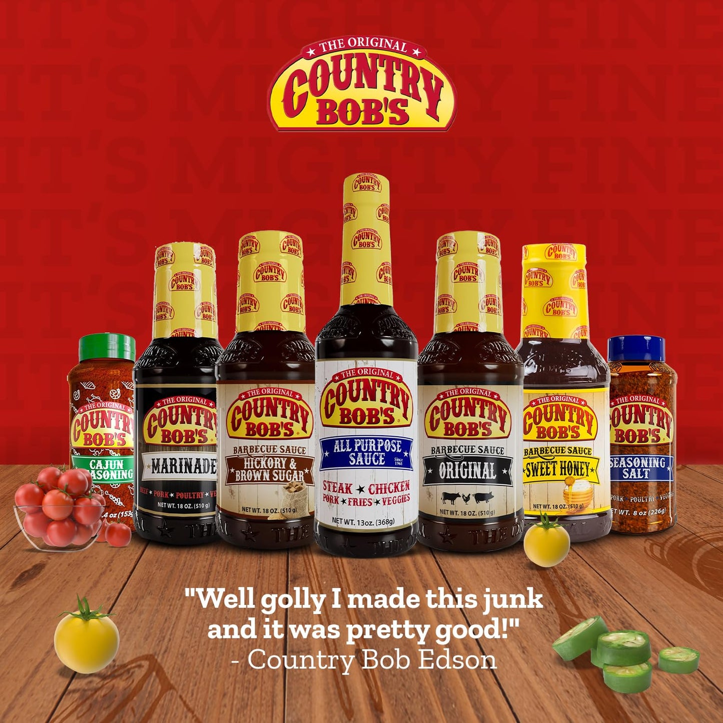 Country Bobs All Purpose Sauce Spicy Hot - A Kick of Ground Red Pepper - Gluten-free All-In-One Sauce for Meat, Chicken, Fish,