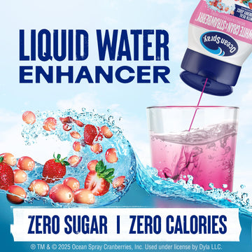 Ocean Spray Liquid Water Enhancer White Cran-Strawberry Zero Sugar with Real Cranberry Juice (4 Bottles Makes 96 Flavored Water Drinks)