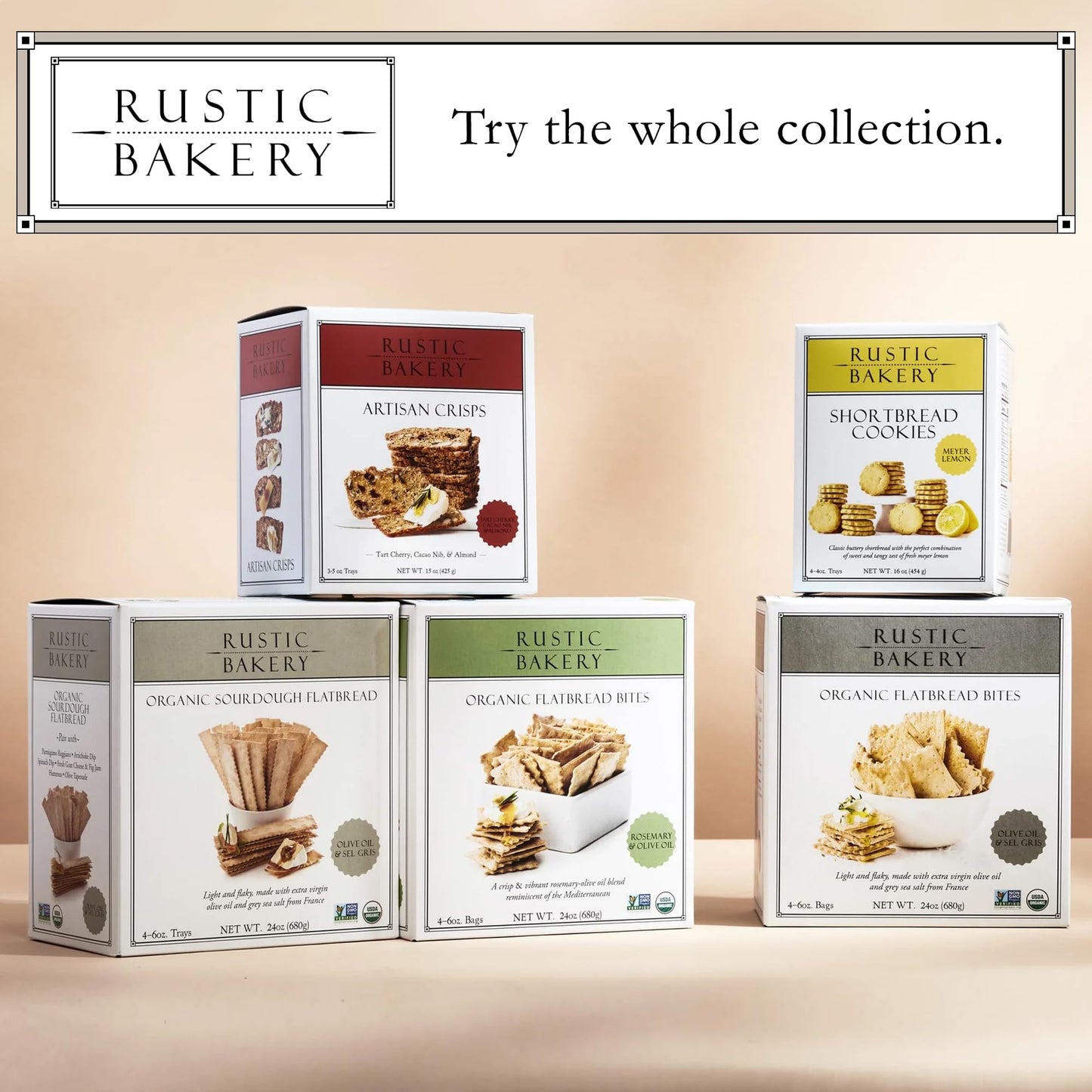 Rustic Bakery Artisan Crisps - Tart Cherry, Cacao Nib, & Almond - Artisan Crackers for Cheese Platter or Snacking - Slightly Swe
