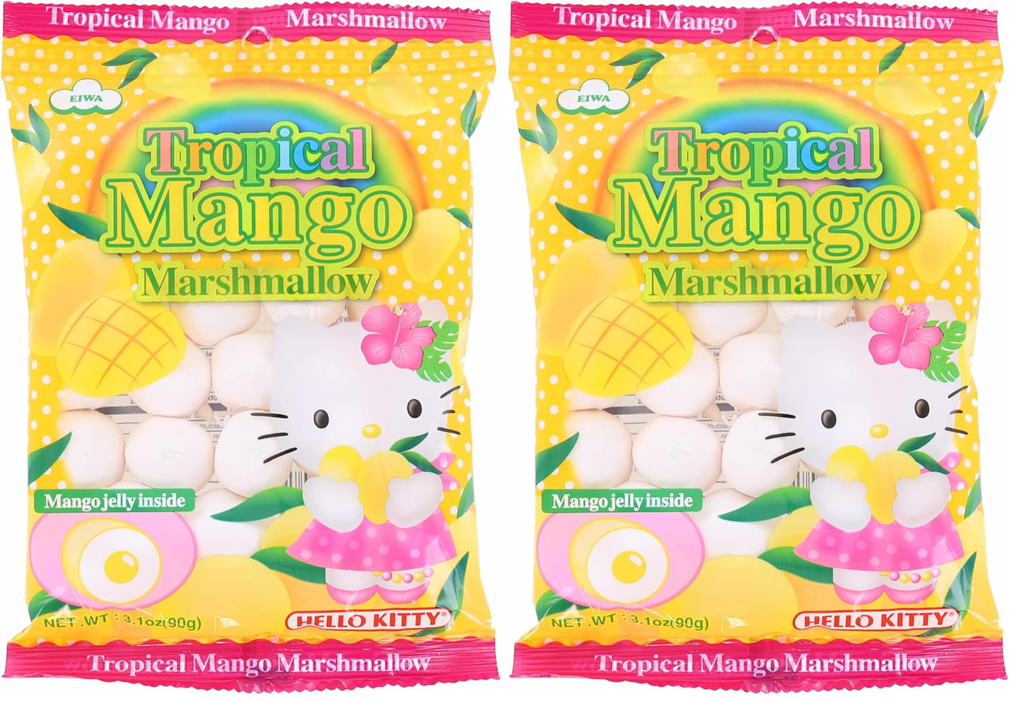 HELLO KITTY TROPICAL MANGO MARSHMALLOW 3.1OZ 1BAG (Pack of 2)
