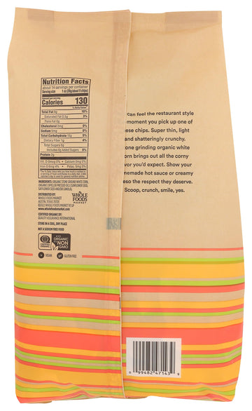 365 By Whole Foods Market, Organic Restaurant Style White Corn Tortilla Chips Unsalted, 14 Ounce