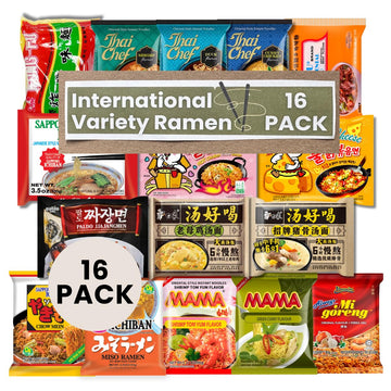 Asian Instant Ramen Variety Pack - 16 Different Flavors Noodle of International, Korean, Japanese, thailand, China, Noodles, Ass