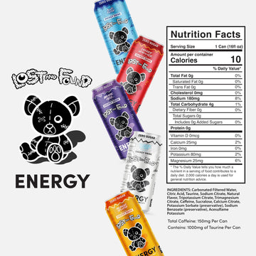Lost and Found Energy Drink, Sugar Free, 150mg Caffeine, Vegan, 12-Pack, 16oz