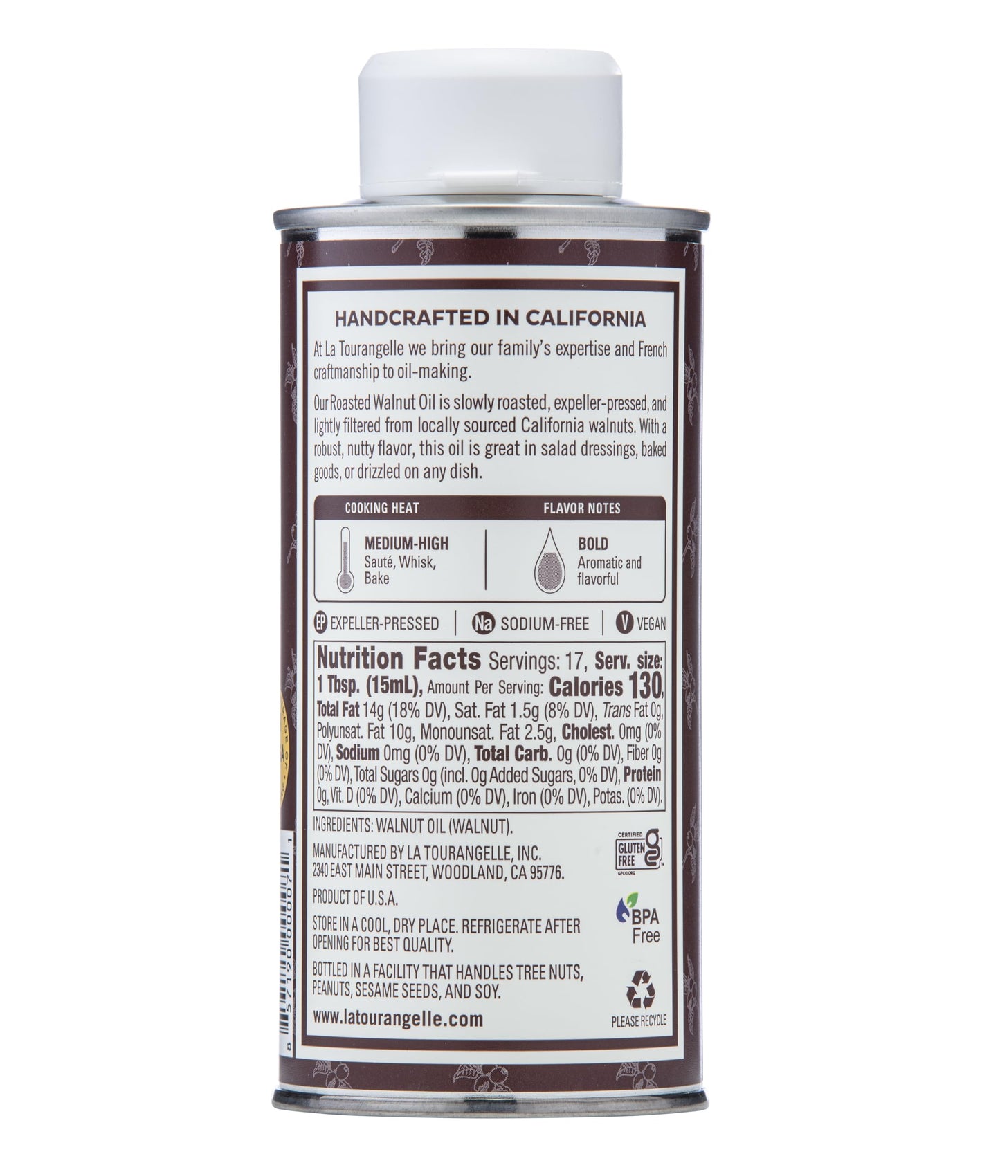 La Tourangelle, Roasted Walnut Oil, Plant-Based Source Of Omega-3 Fatty Acid, Cooking, Baking, & Beauty, 8.45 Fl Oz