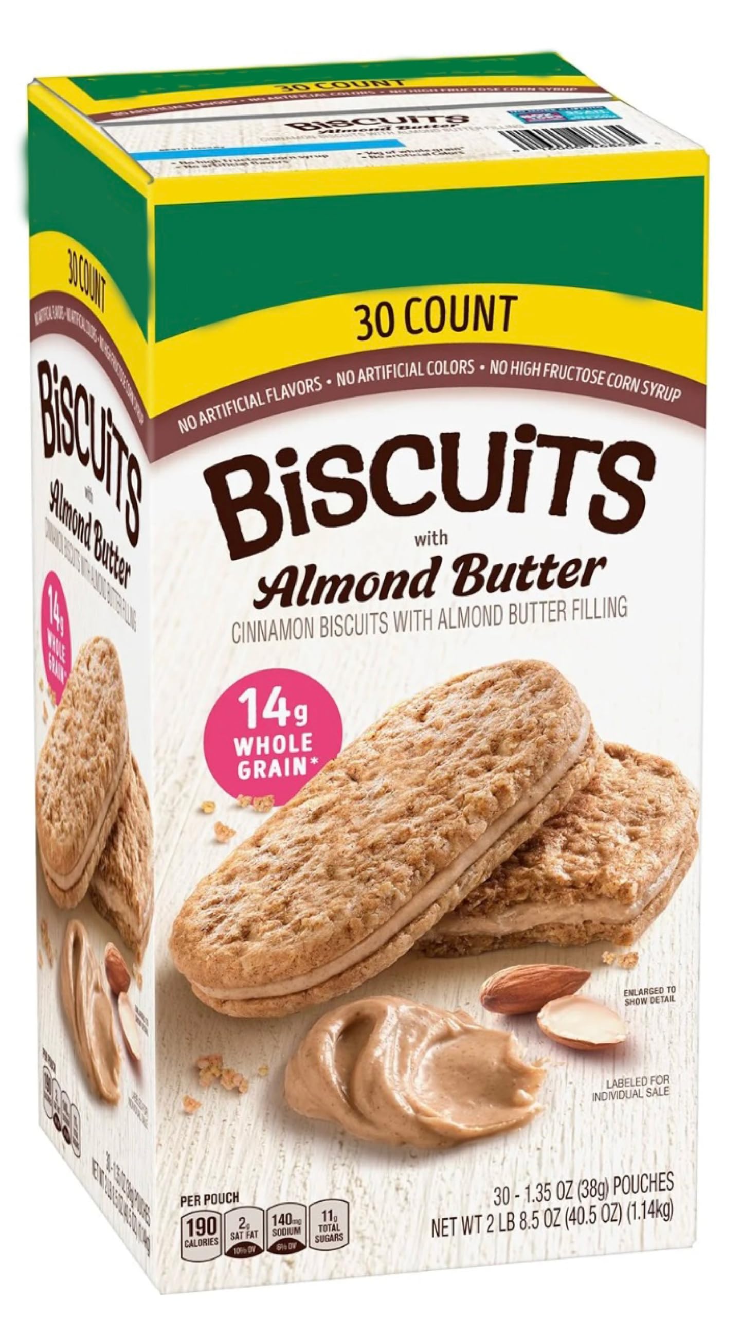 Natures Valley Almond Butter Biscuit Sandwich, 30 Count