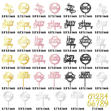 50 Pcs Acrylic Happy Birthday Cake Topper Gold Black Pink Silver Birthday Cake Topper Pick For Birthday Party Cake Desserts Past