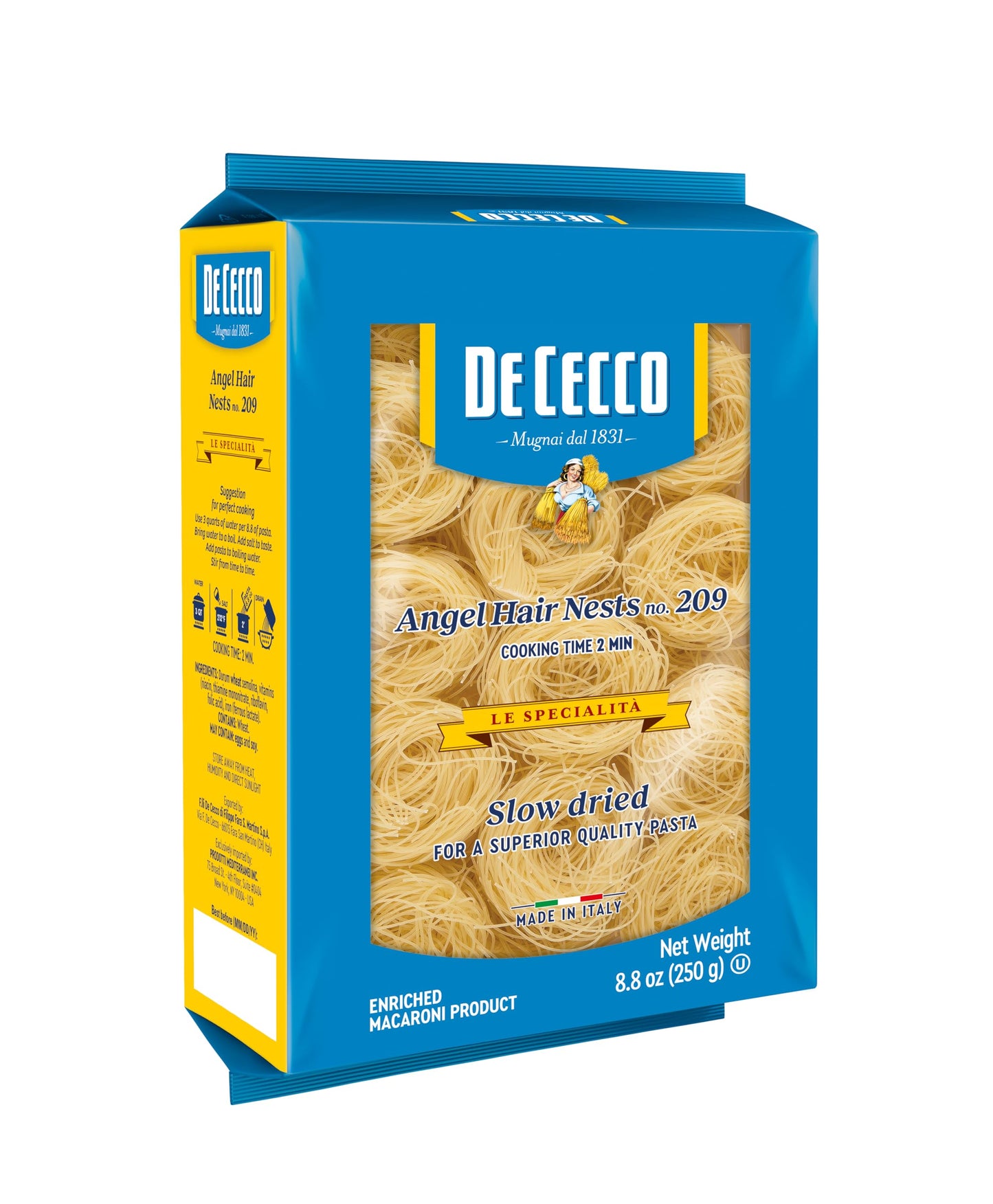 De Cecco Semolina Pasta Angel Hair Nests No. 209 8.8 Ounce (Pack of 1)