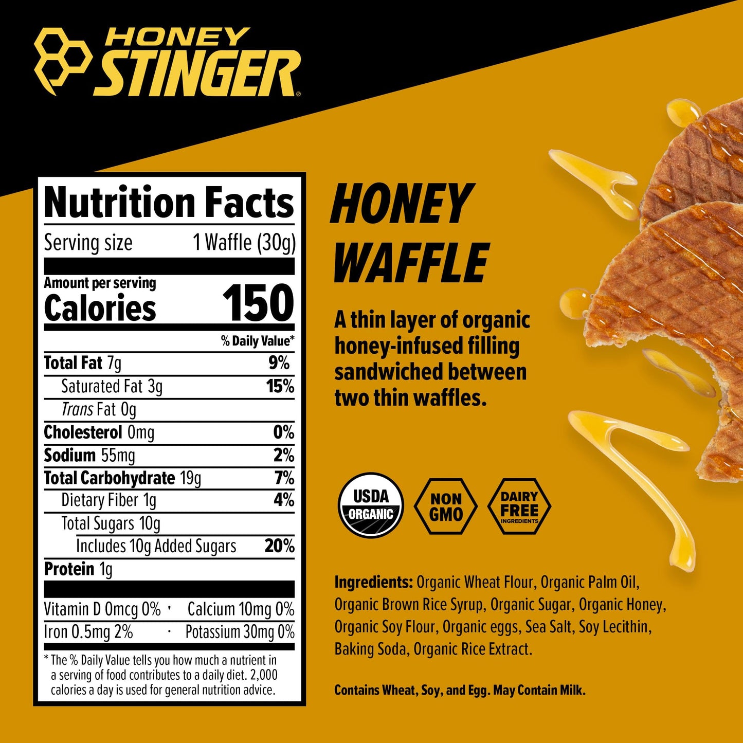 Honey Stinger Organic Honey Waffle | Energy Stroopwafel for Exercise, Endurance and Performance | Sports Nutrition for Home & Gy