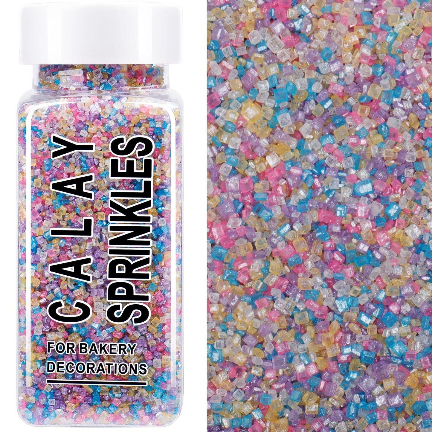 Rainbow Sprinkles Pastel Easter Sanding Sugar Crystals 4.6 Oz Edible Sparkling Sugar For Baking Topping Cupcakes Cookies Ice Cream & Cake Decorating Wedding Party Birthday Christmas Supplies