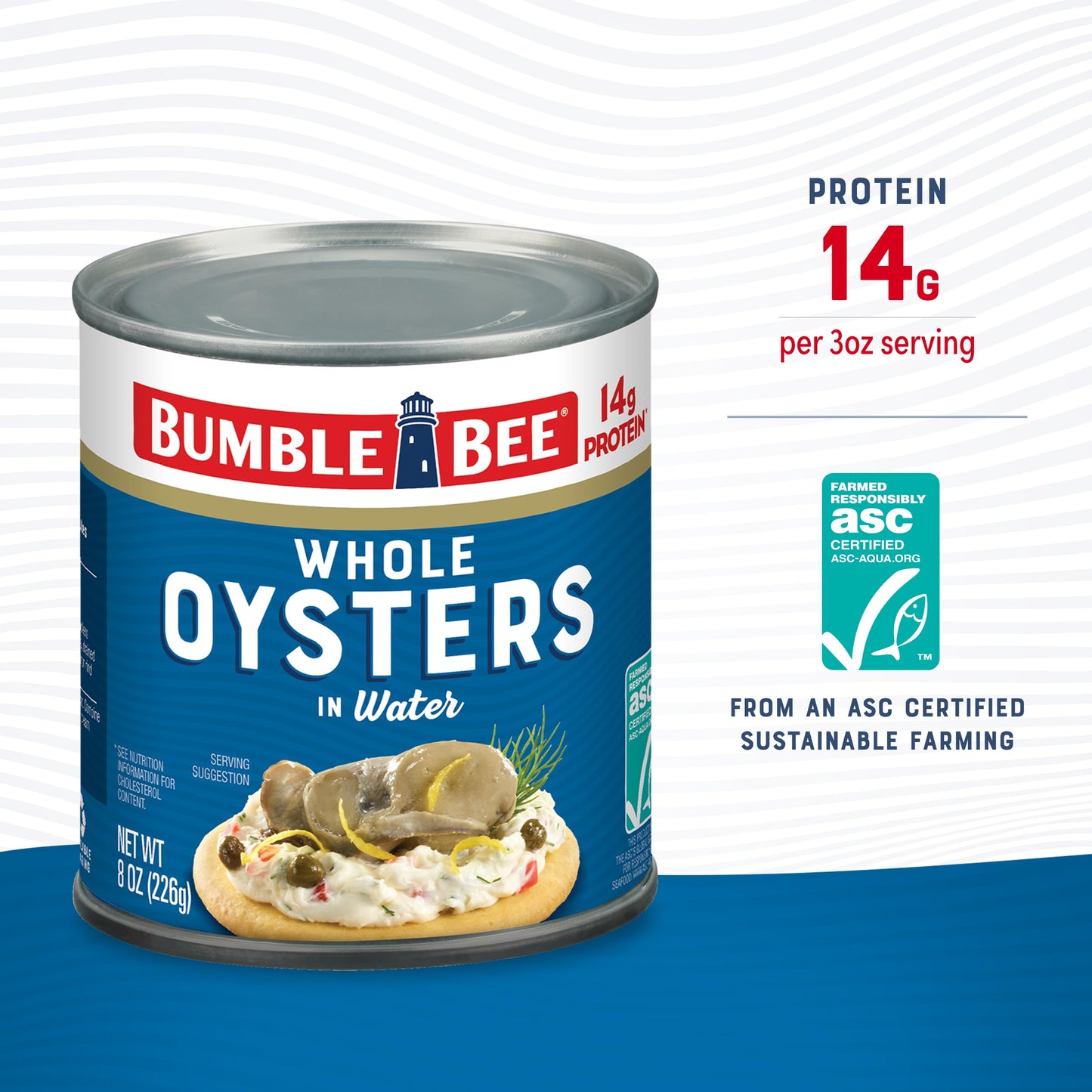 Bumble Bee Premium Select Whole Canned Oysters, 8 Oz Cans (Pack Of 12) - Ready To Eat - 14G Protein Per Serving - Gluten Free