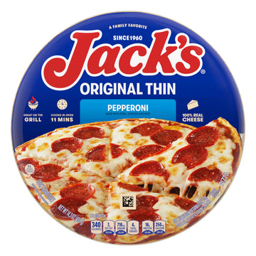 JackS Pepperoni, Original Thin Crust Pizza, 14.3 Oz (Frozen)