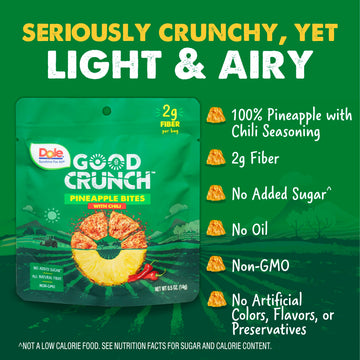 Dole Good Crunch Pineapple With Chili Dried Fruit Bites, Gluten Free & Vegan Snack, 0.5Oz Bags (Pack Of 12)