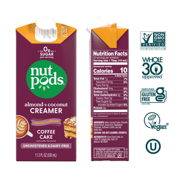 nutpods Coffee Cake Unsweetened Dairy-Free Creamer Made from Almonds and Coconuts Whole30 Keto Gluten Free Non-GMO Vegan Kosher (3-Pack)