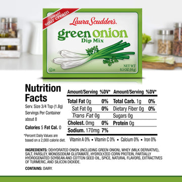 Laura Scudders Green Onion Dry Dip Mix and Seasoning - Great For Vegetables, Chips, Sauces and Seasoning (4-2)