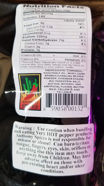 Anthony Spices - Carolina Reaper Cheese Balls (Extremely Hot Cheese Balls)