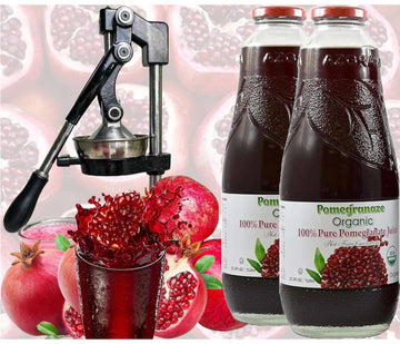 100% Organic Pomegranate Juice, 33.8 Oz Glass Bottle (2 Pack) No Sugar, No Artificial Colors, No Preservatives, No Flavors Added