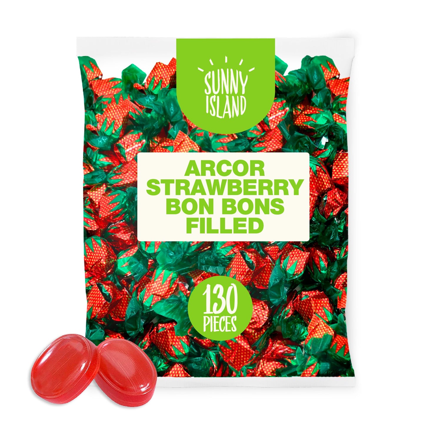Arcor Strawberry Bon Bons Filled Hard Candy Bulk, 2 Pound Bag