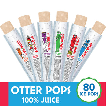 Otter Pops Freezer Bars, 100% Fruit Juice Ice Pops, Original Flavors (80Ct - 2Oz Bars)