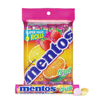 Mentos Candy, Mint Chewy Candy Roll, Fruit, Non-Melting, 1.32 Oz , 6 Count(Pack Of 1)