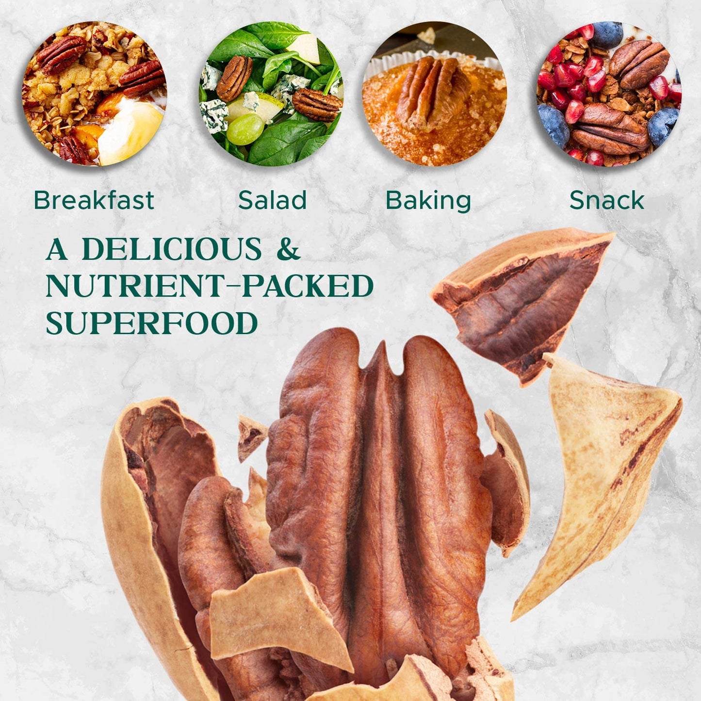 Raw Pecan Halves 44 oz (2.75 lb) Natural American Pecans | No PPO | Batch Tested Gluten & Peanut Free | Non-GMO | Shelled | Extr