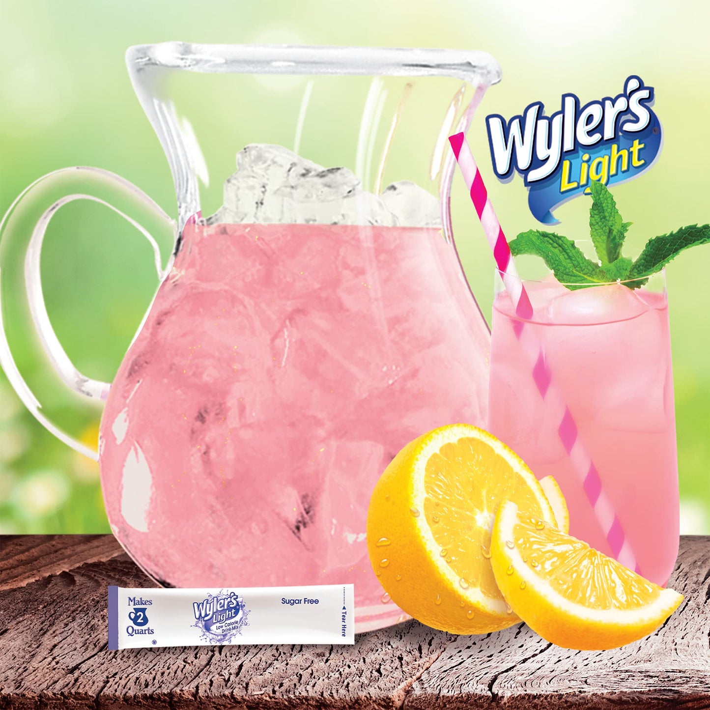 Wyler's Light Pink Lemonade Drink Mix, 6 Pitcher Packets, 0.52 oz Each, Sugar-Free Hydration Solution