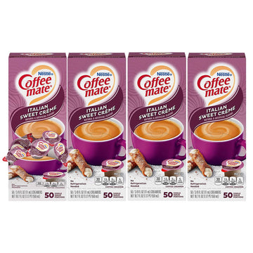 Nestle Coffee Mate Coffee Creamer, Italian Sweet Creme, Liquid Creamer Singles, Non Dairy, No Refrigeration, 0.375 Fl Oz Tubs (Pack Of 200)