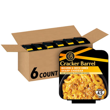 Cracker Barrel Sharp Cheddar Macaroni & Cheese Single Bowl Dinner (6 ct Pack, 3.8 oz Trays)