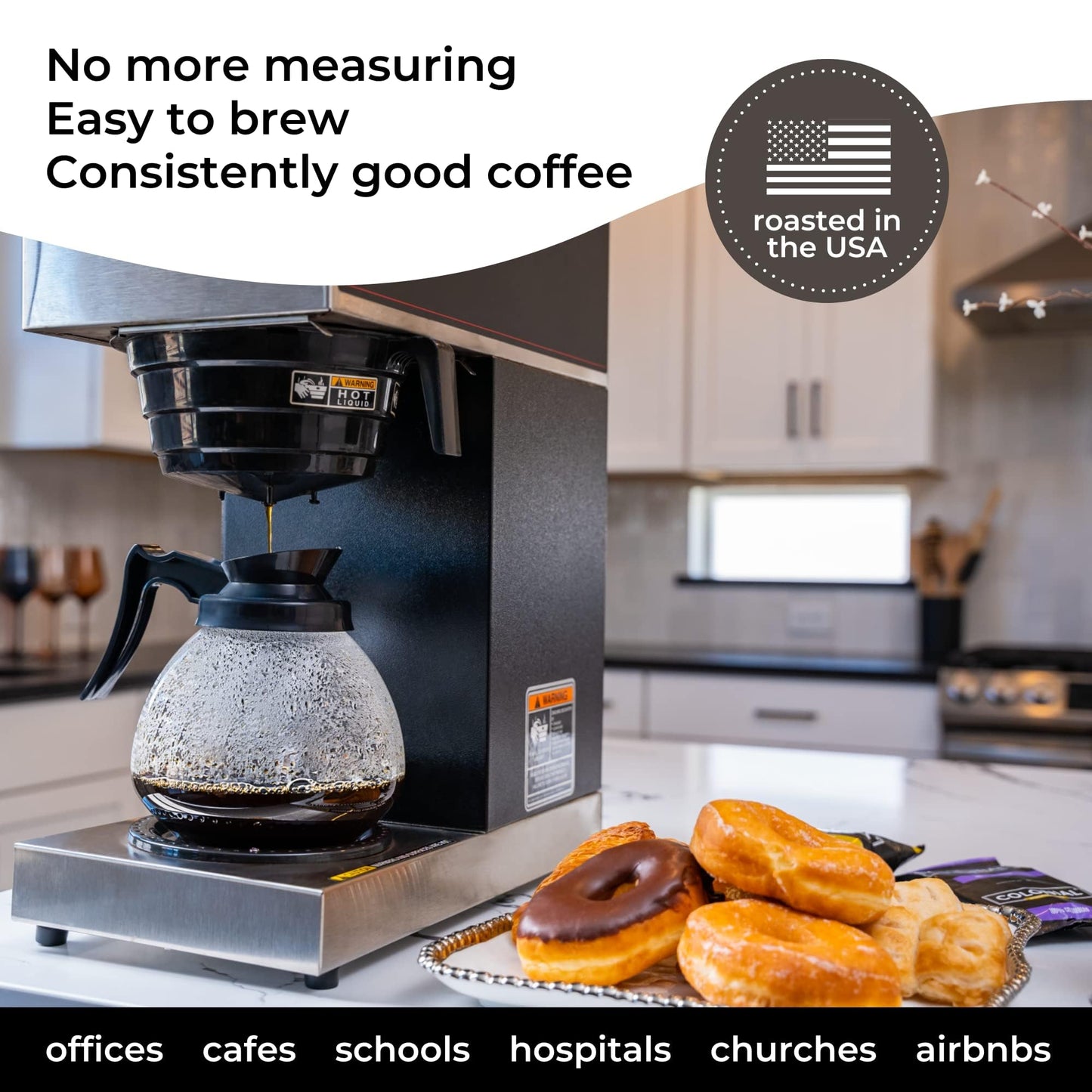 Colonial Coffee Packets, Pre Ground Coffee Packs, European Dark Roast Coffee, Bulk Single Pot Bags For Drip Coffee Makers, (2.5