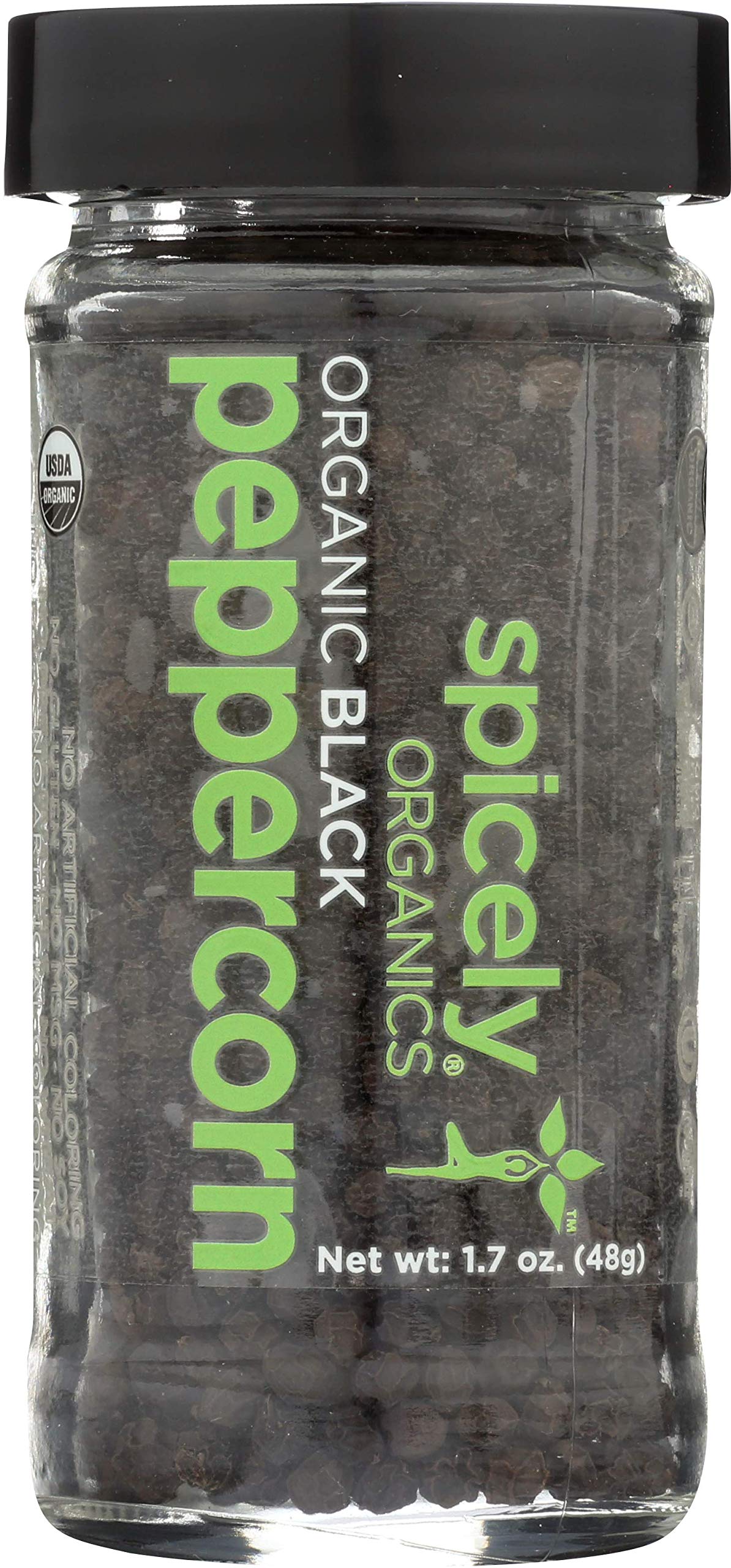 Spicely Organic Peppercorn Black Whole 1.70 Ounce Jar Certified Gluten Free