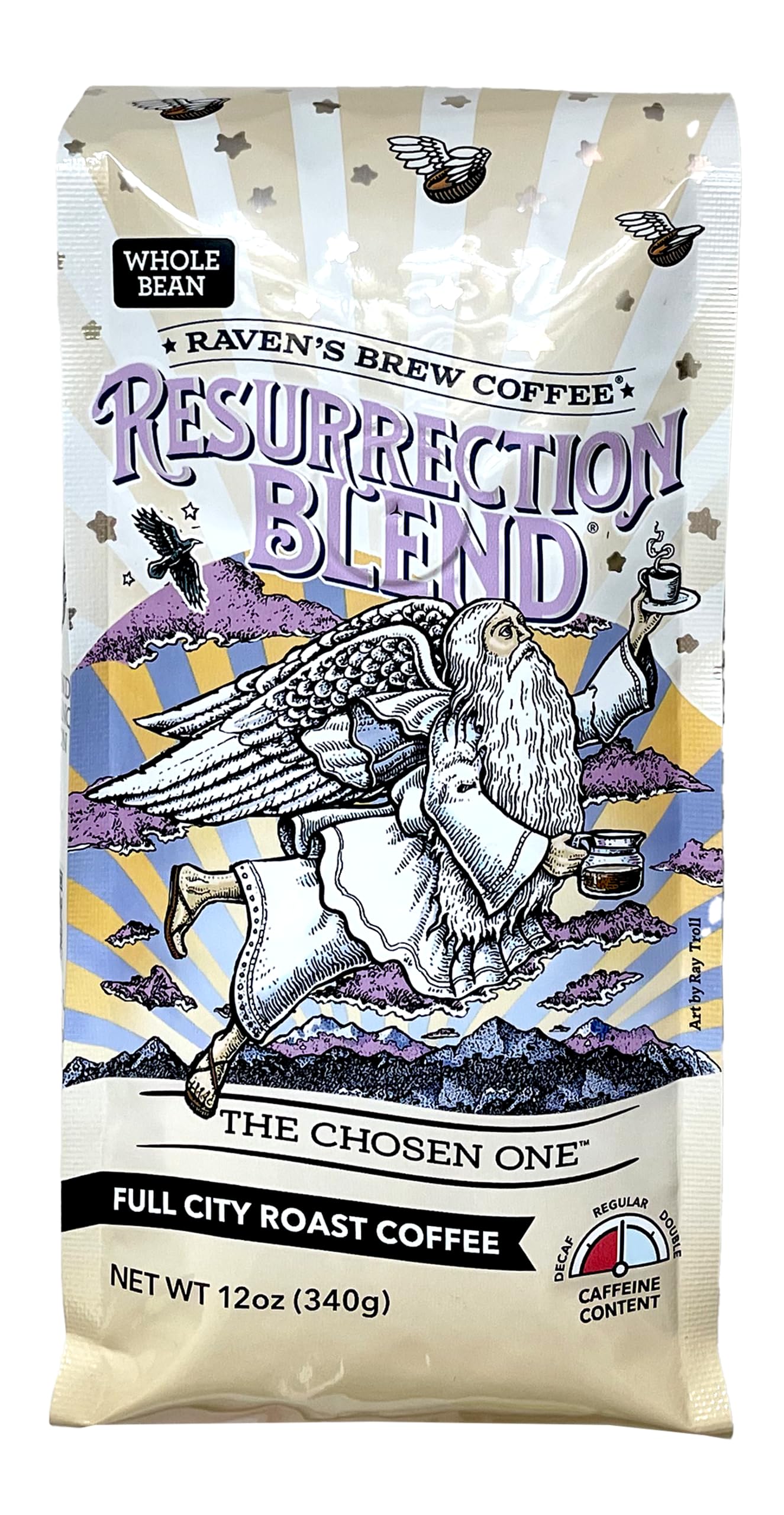 Raven'S Brew Coffee Full Bodied Coffee Full City Roast Whole Bean - Resurrection Blend 12Oz