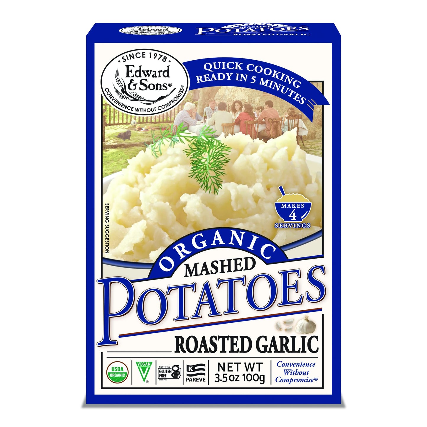 Edward & Sons Organic Roasted Garlic Mashed Potatoes - Instant Mashed Potatoes, Instant Potatoes, Organic Potato Flakes, Vegan -
