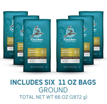 Caribou Coffee, Flavored Ground Coffee - Vanilla Hazelnut Dreamstate 66 Ounces (6 Bags Of 11 Ounces)