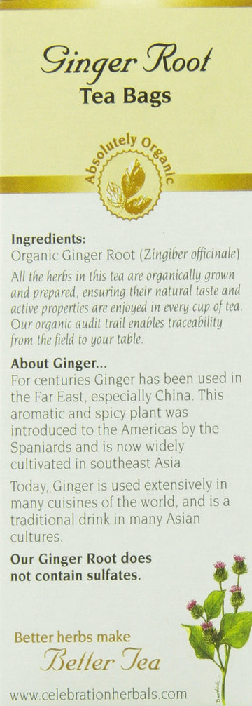 Celebration Herbals Ginger Root Tea Organic 24 Bag, 0.02 Pound