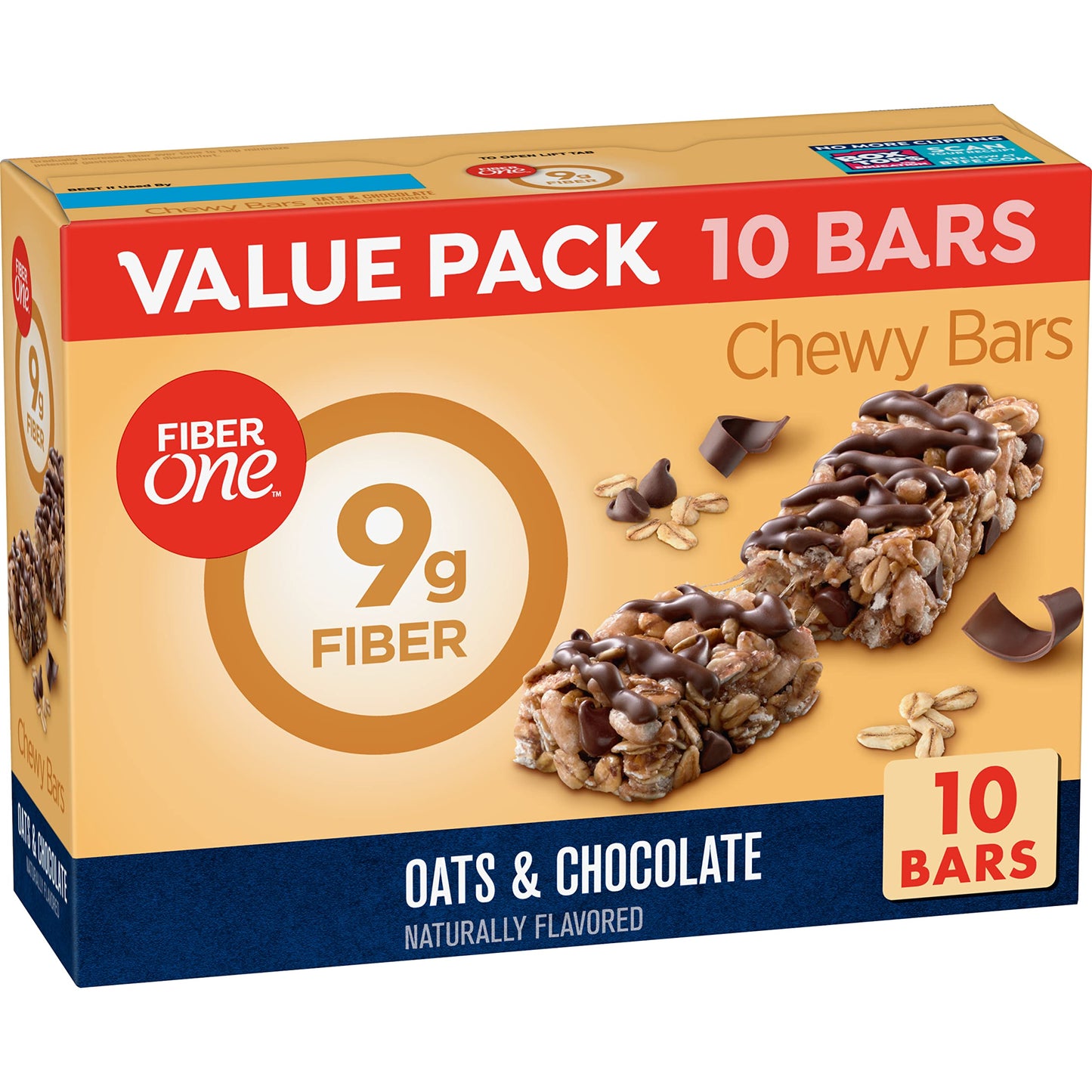 Fiber One Chewy Bars, Oats & Chocolate, Fiber Snacks, 14.1 Oz, 10 Ct