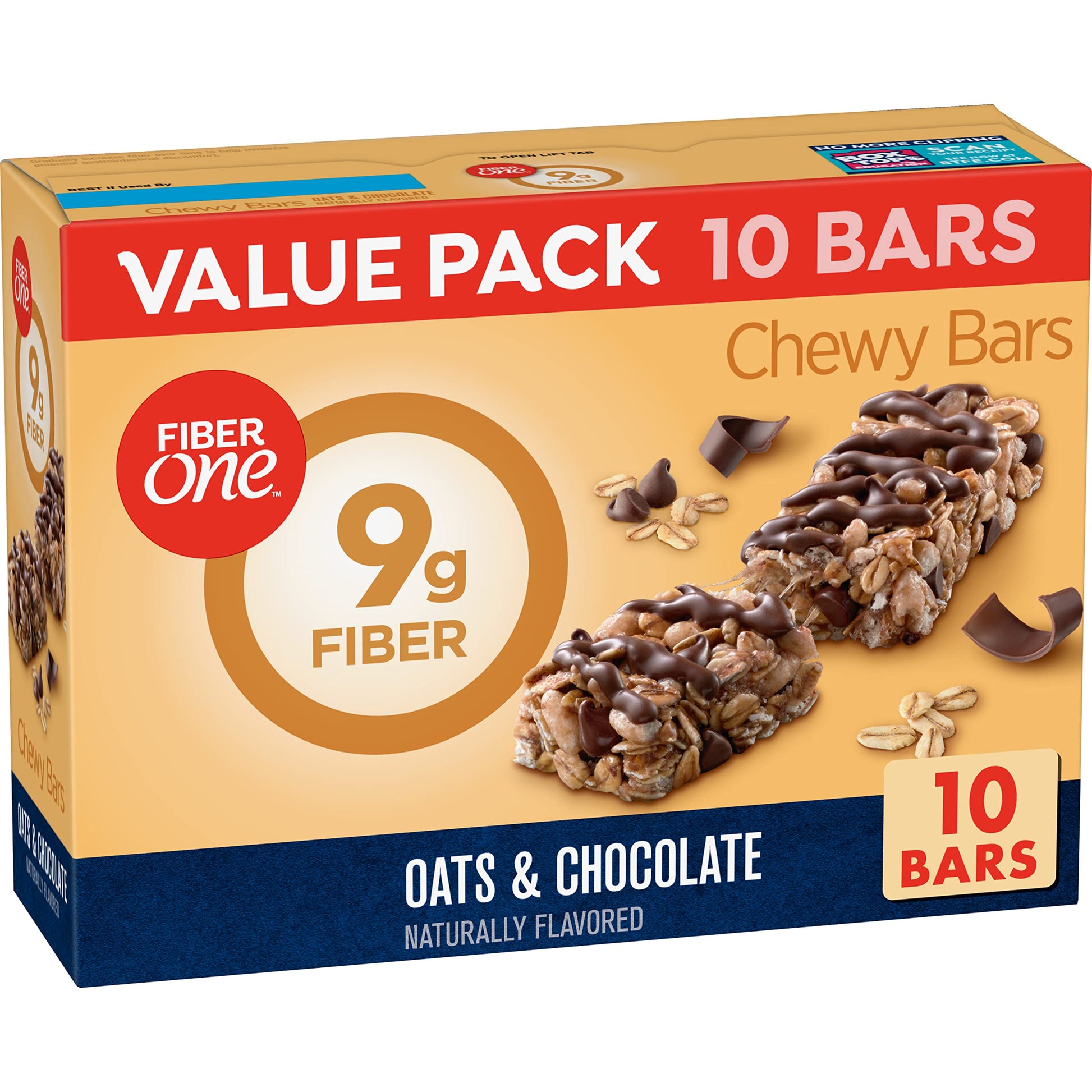 Fiber One Chewy Bars, Oats & Chocolate, Fiber Snacks, 14.1 Oz, 10 Ct