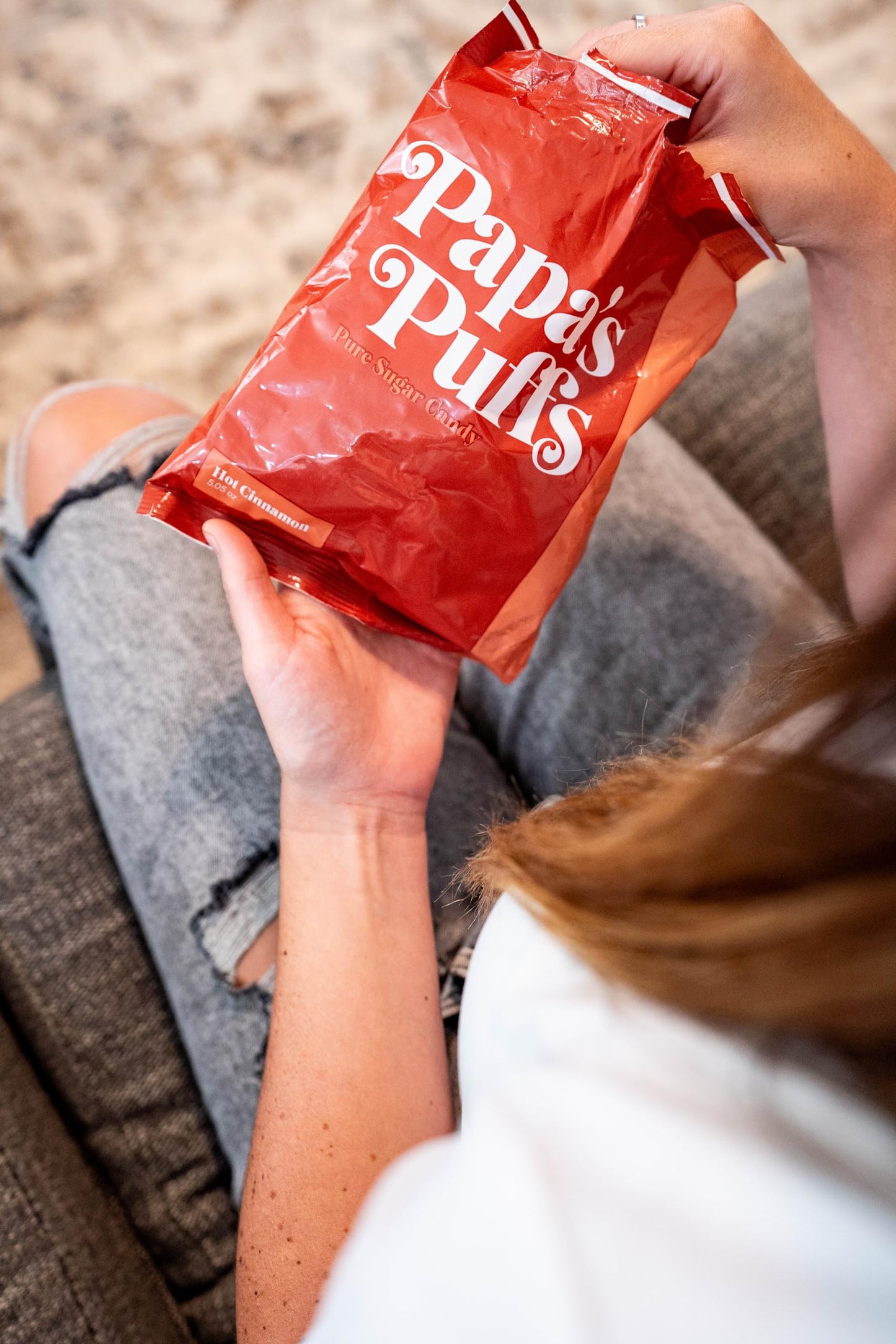 PAPAS PUFFS Hot Cinnamon Sugar Candy, Fat-Free & Gluten-Free, 5.05 oz Bag, Individually Wrapped, Made in USA