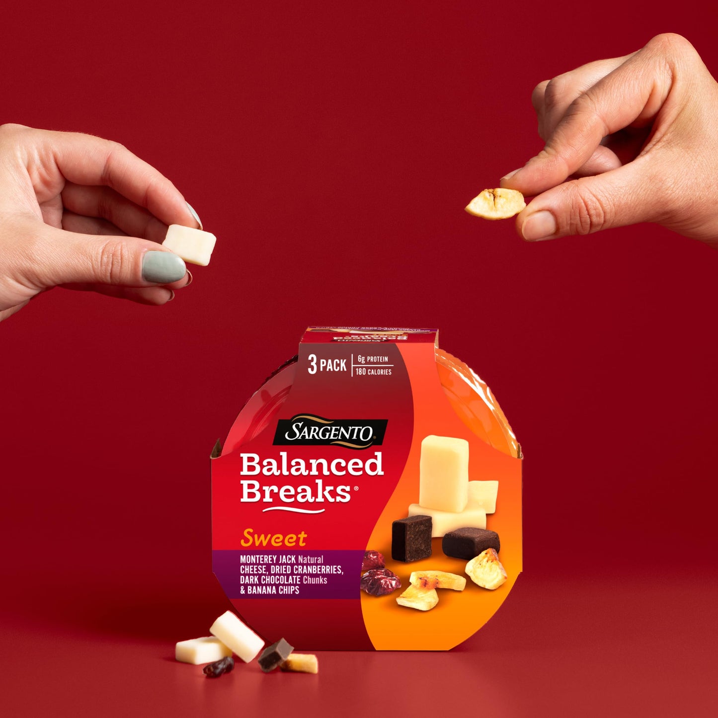 Sargento Sweet Balanced Breaks Natural Monterey Jack Cheese, Dried Cranberries, Dark Chocolate Chunks & Banana Chips Snack Kit,