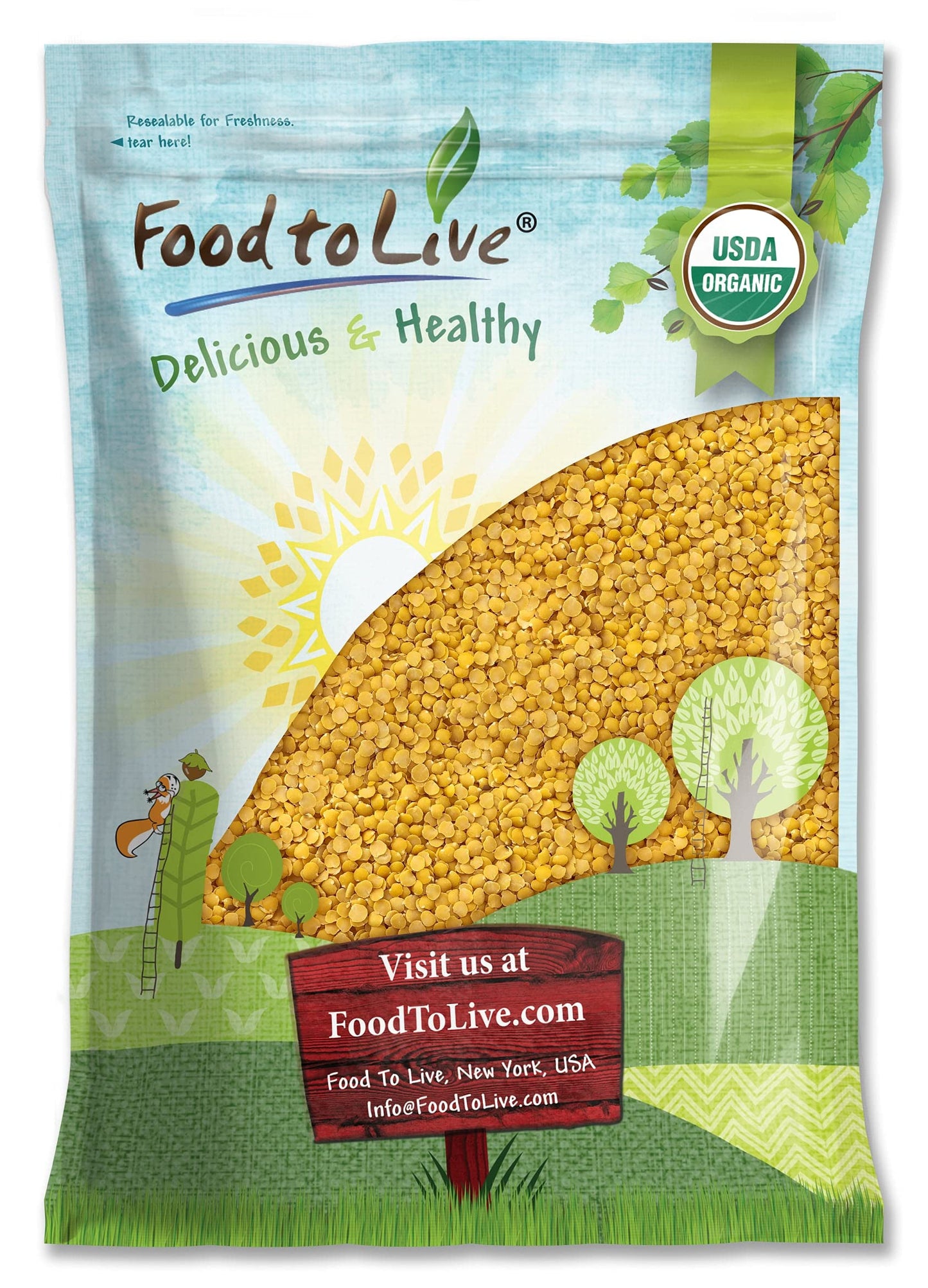 Food To Live Organic Yellow Split Lentils, 10 Pounds - Non-Gmo Golden Lentils, Raw, Dried, Vegan, Kosher, Bulk, Good Source Of Protein, Fiber, Iron. Low Sodium, Low Fat, For Cooking, Soups, Chili.