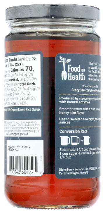 GLORYBEE Organic Brown Rice Syrup, 12 FZ